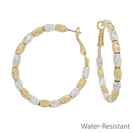 Gold and Silver Textured Oval Beads Earring