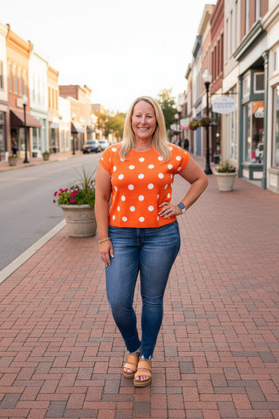 Dots Gameday Sweater Top Orange