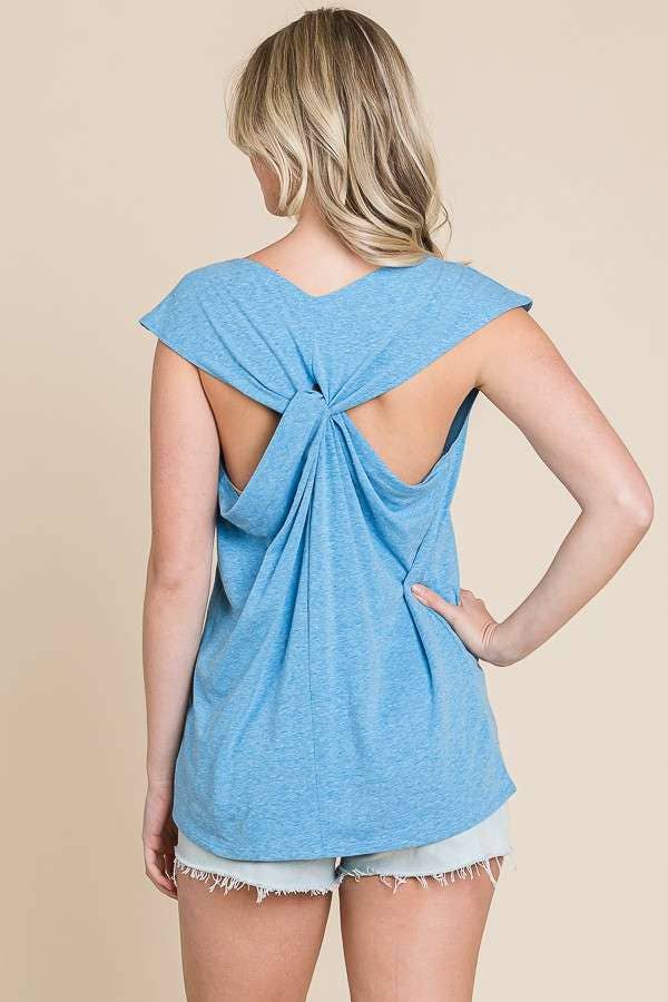 Blue Twist Drape Tank*