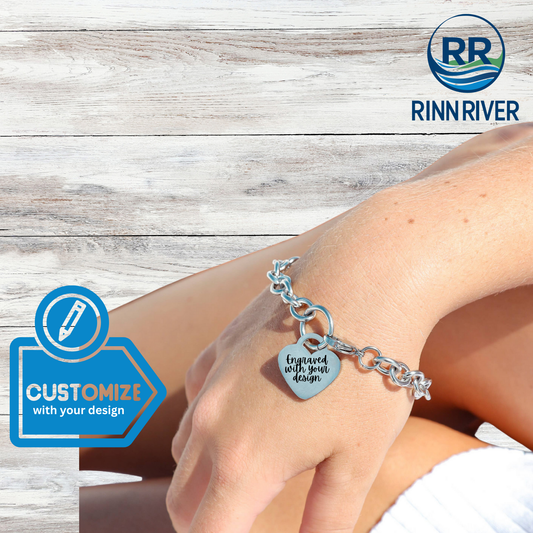 Stainless Steel Blank Heart Bracelet: 8"