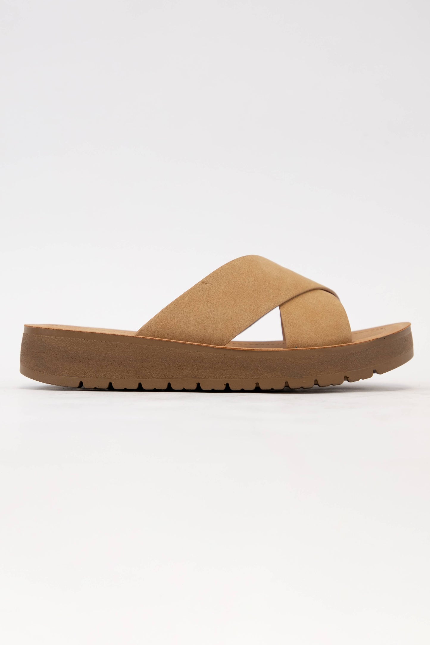 Soda Cross Strap Sandals Brown