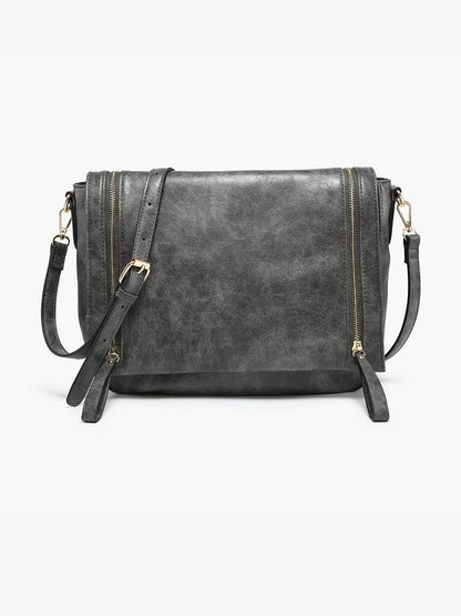 Foster Distressed Dual Zip Crossbody