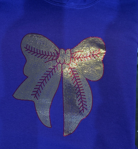 Softball Bow Spangled: Hoodie, Purple