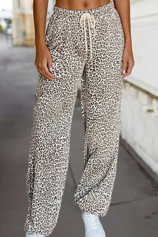 Leopard Drawstring Loose Pants