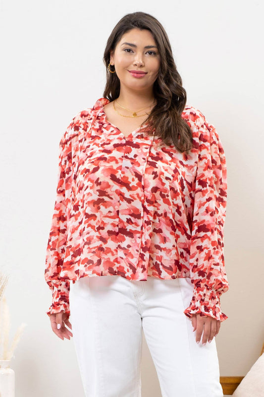 Red Brush Stroke Blouse*