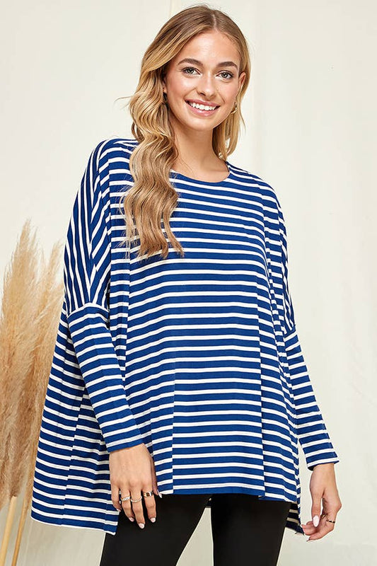 Ink Blue Uneven Hemline Top