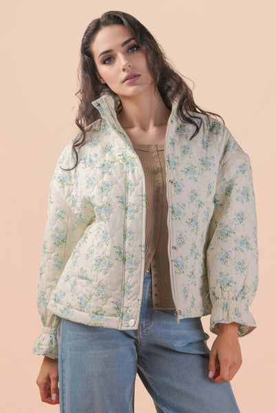 Blue Dainty Floral Quilted Top