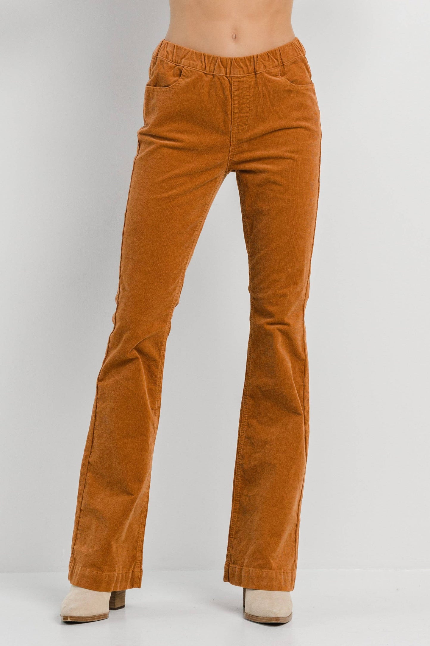 Caramel Corduroy Pull On Flare