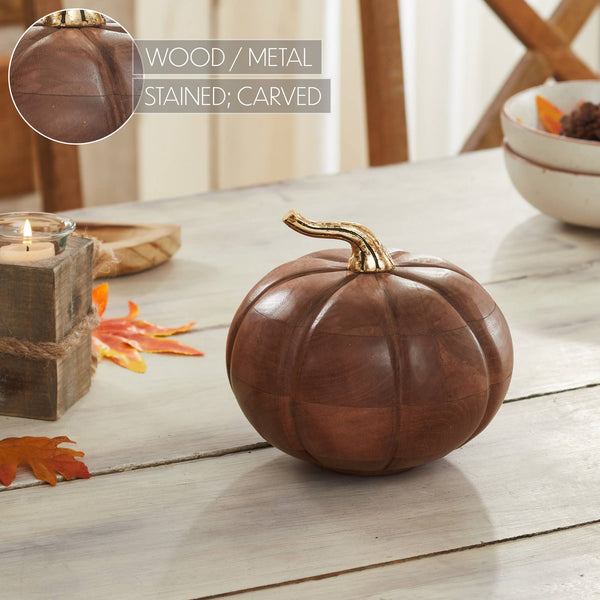 Chestnut Mango Wood Pumpkin 7" Decor