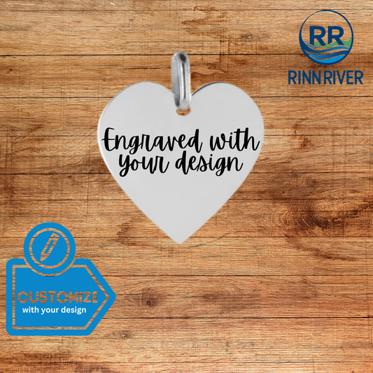 Detailed Edge Blank Stainless Steel Heart Pendant: Stainless / 18mm