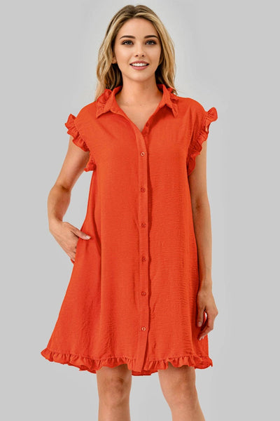 Orange Avery GameDay ButtonDown Dress