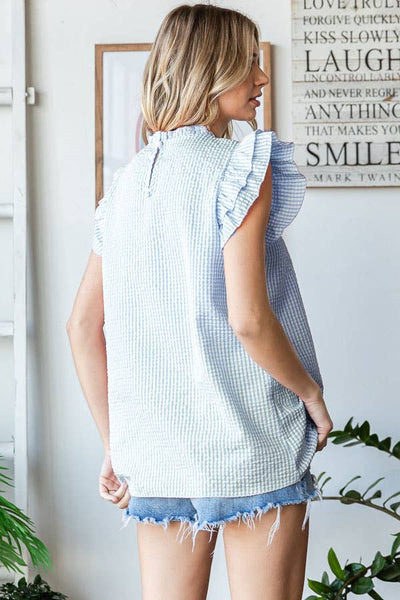 Ruffle Mock Neck Top Peach