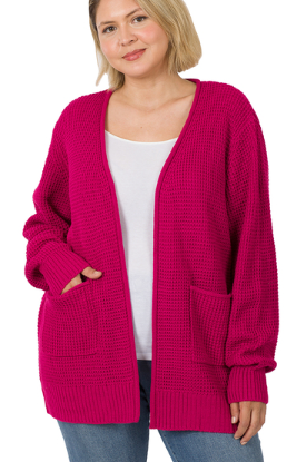 Magenta Knit Cardigan*