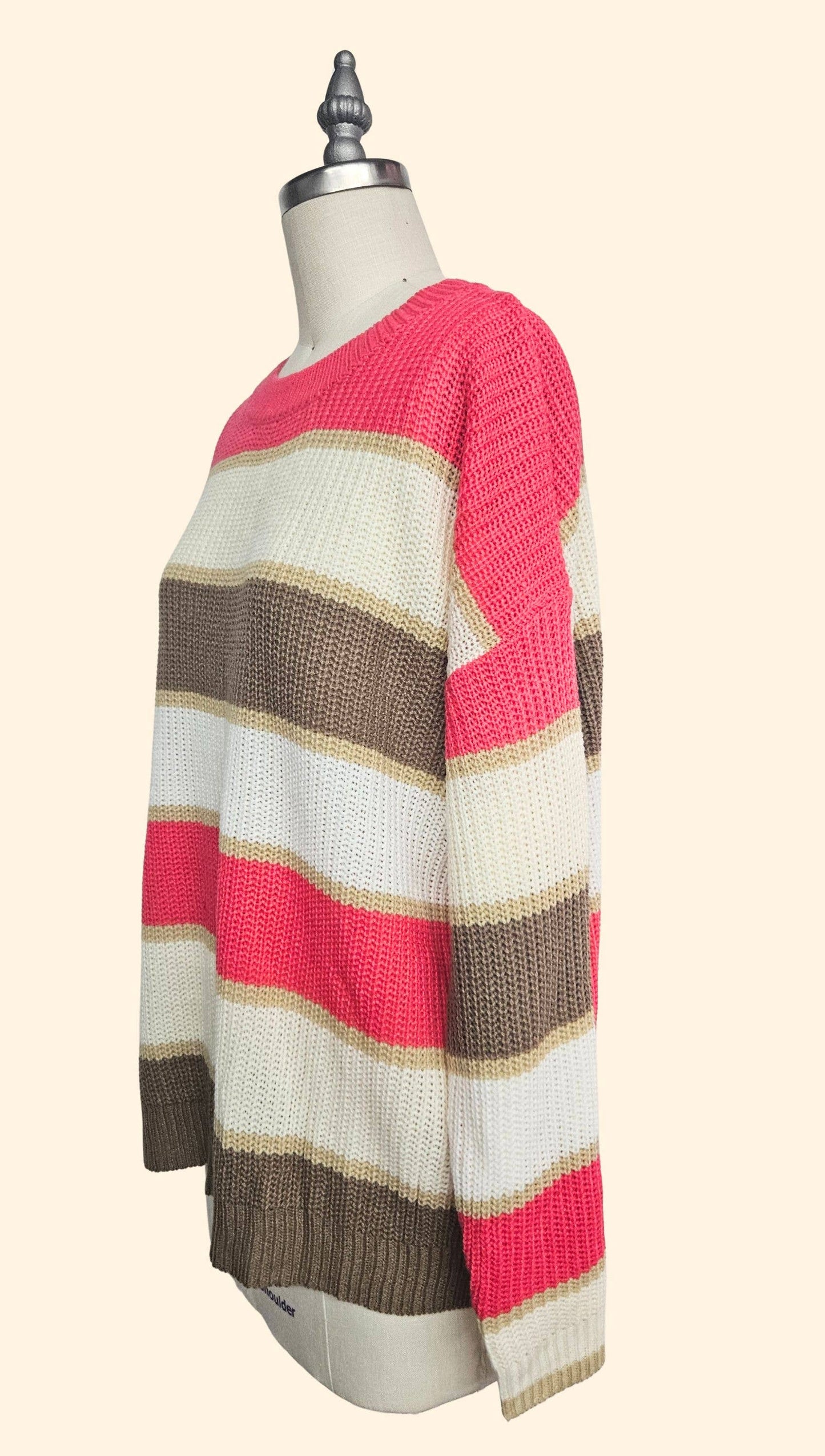 Hot Pink Stripe Knit Sweater