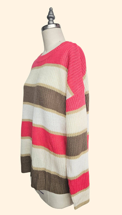 Hot Pink Stripe Knit Sweater