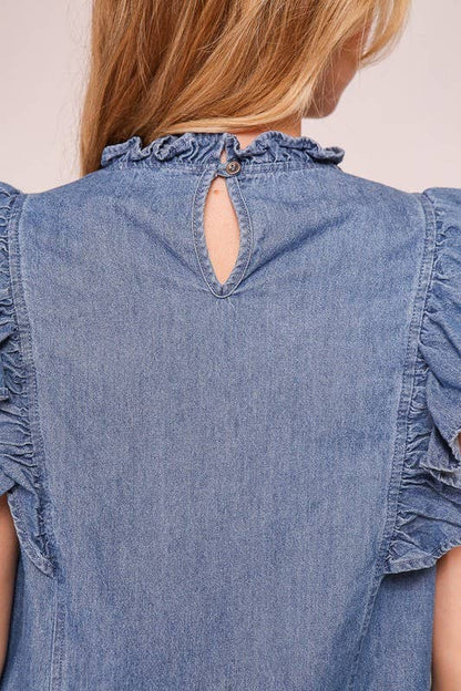 Medium Wash Frilled Top