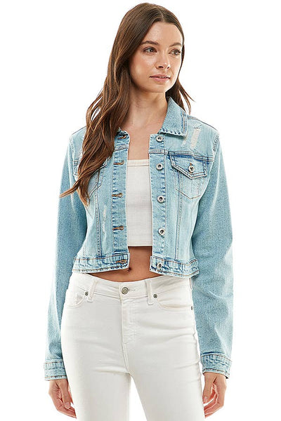 Casual Denim Jacket: LIGHT WASHED