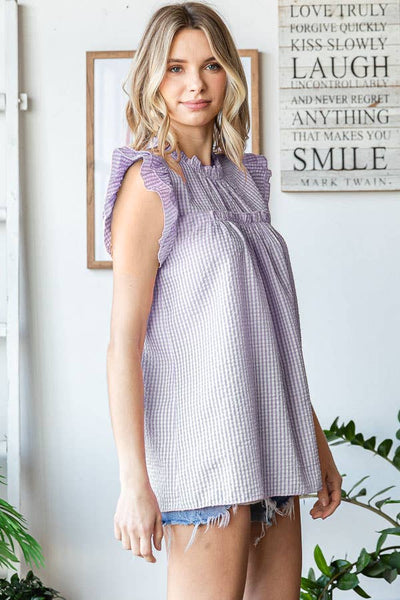Ruffle Mock Neck Top Peach