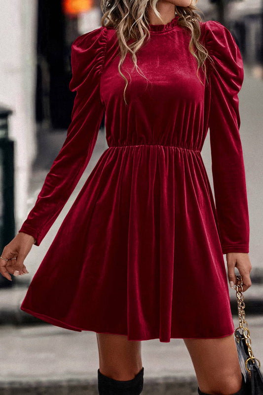 Dahlia Red Velvet Swing Dress