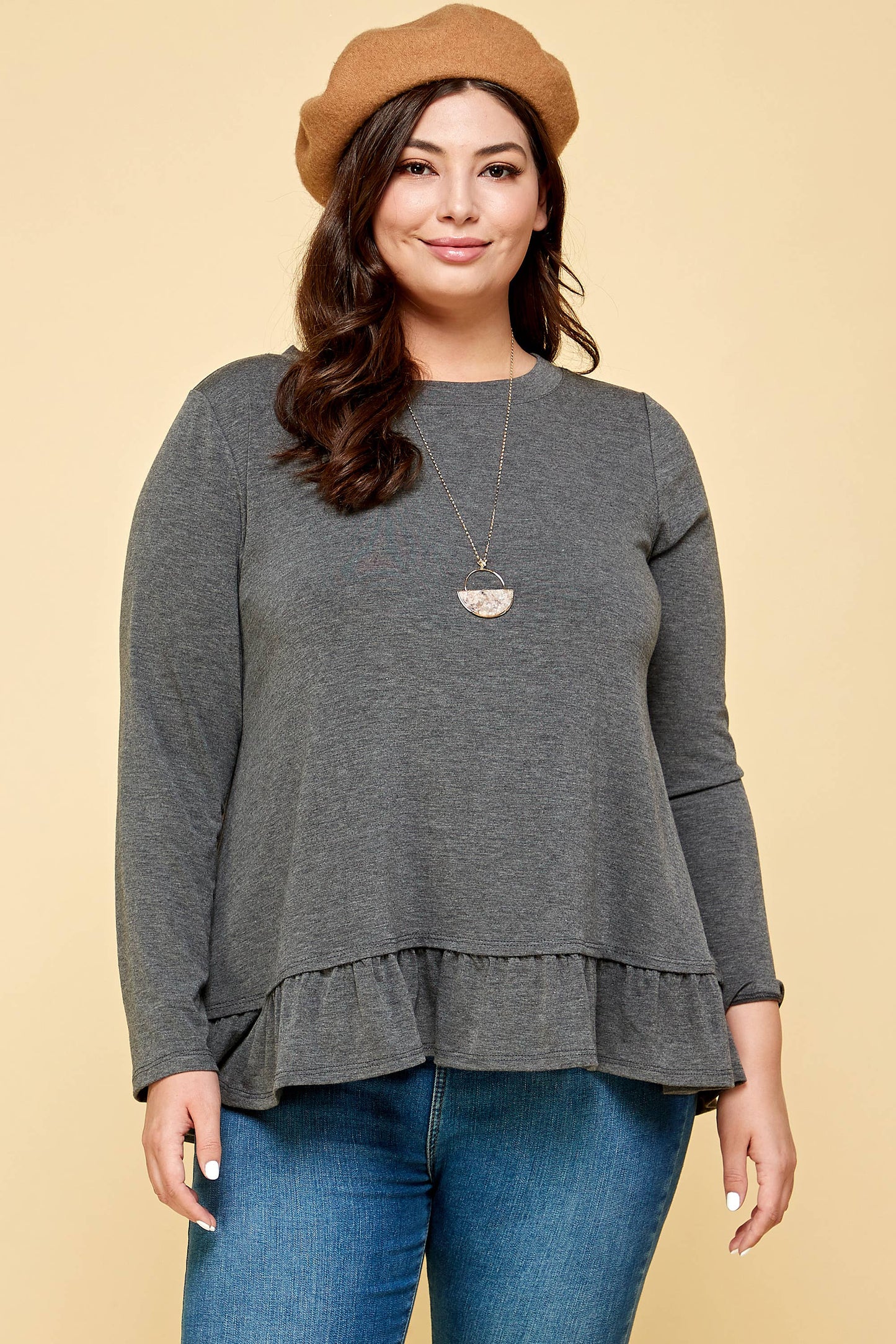 Charcoal Ruffle Top