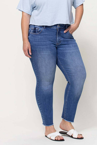 Vervet Mid Rise Raw Hem Crop Skinny Jeans