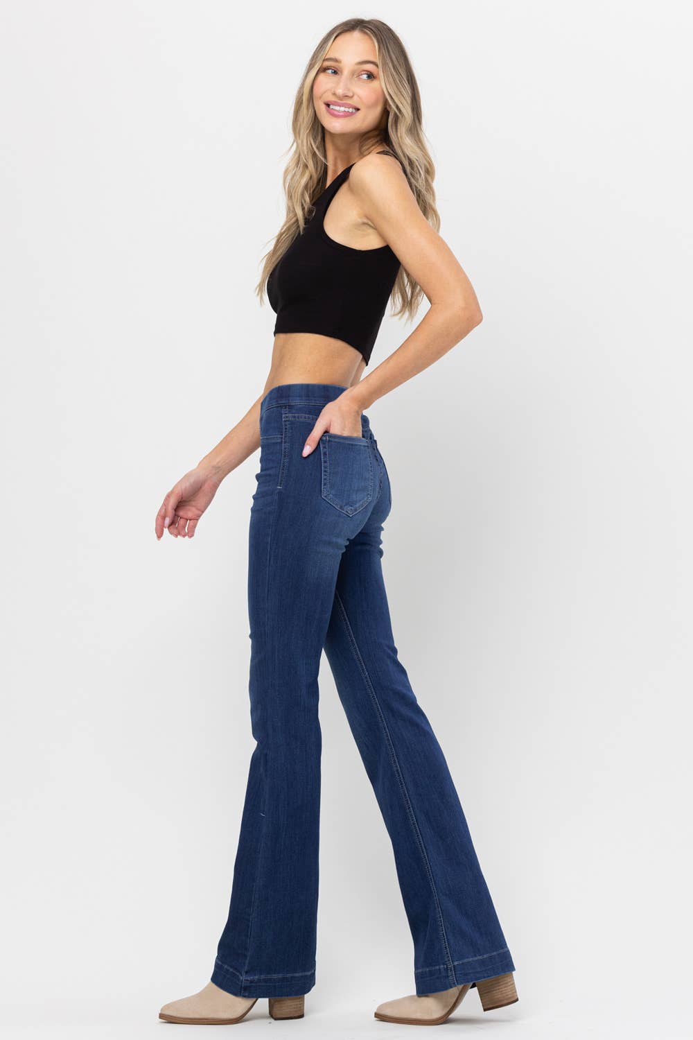 Jelly Jeans Dark Denim Pull On Flare*