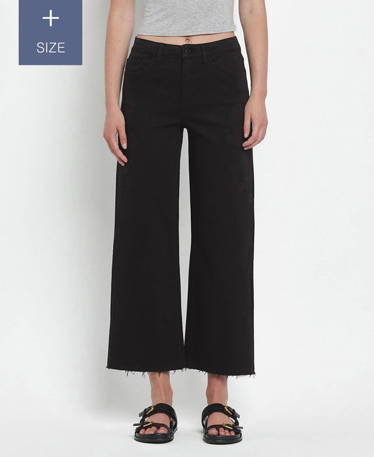 Betsy + BLACK CROP WIDE LEG JEANS