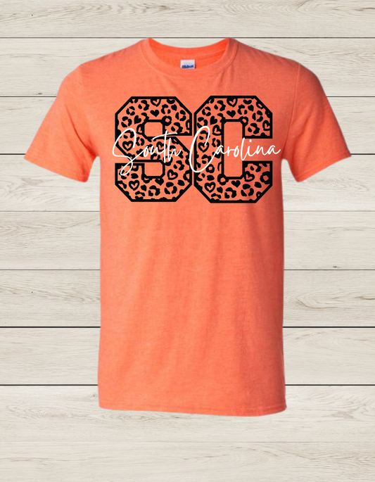 SC Leopard Print Short Sleeve Tee/Heather Orange*