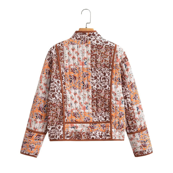 Maple Sugar Patchwork Cropped Quilted Jacket