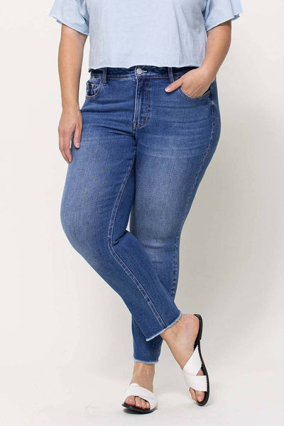 Vervet Mid Rise Raw Hem Crop Skinny Jeans