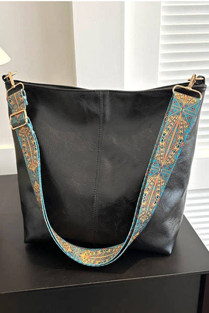 Retro Pattern Strap Vegan Leather Crossbody