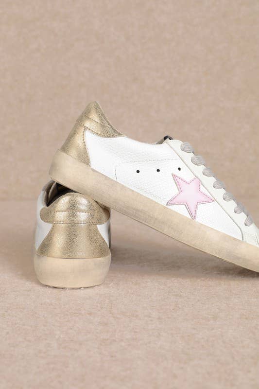 SOFIA WHITE AND PINK STAR SNEAKER*