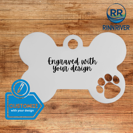 Paw Print Cutout Blank Pet Tag: Stainless