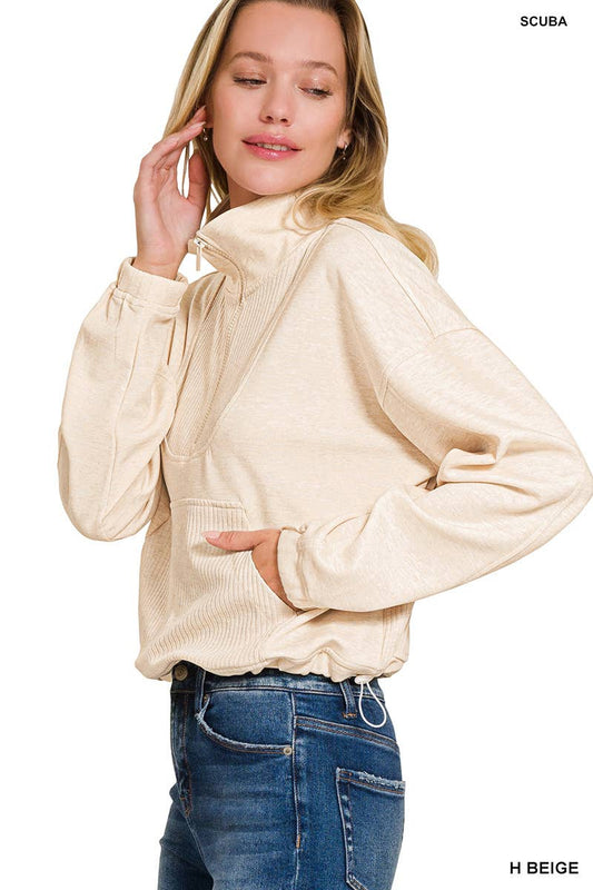 Heather Beige Scuba Sweatshirt
