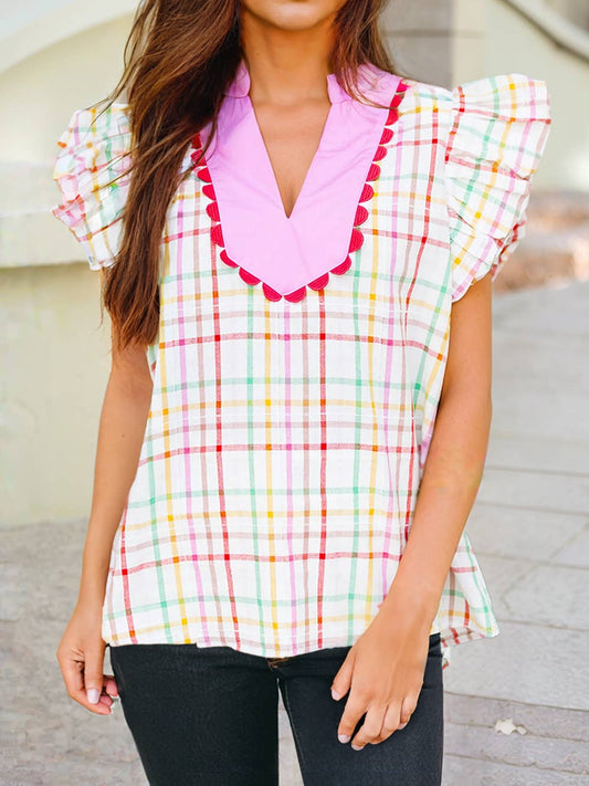 Pastel Plaid Ric Rac Top