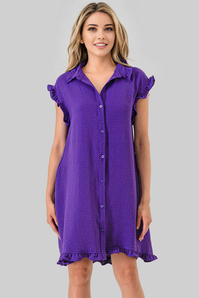 Purple Avery GameDay ButtonDown Dress