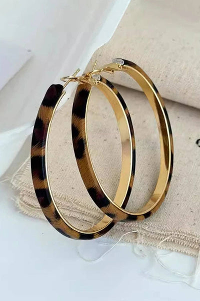 Leopard Stainless Alloy Hoop Earrings