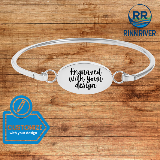 Stainless Steel Oval Engravable Bracelet: Stainless