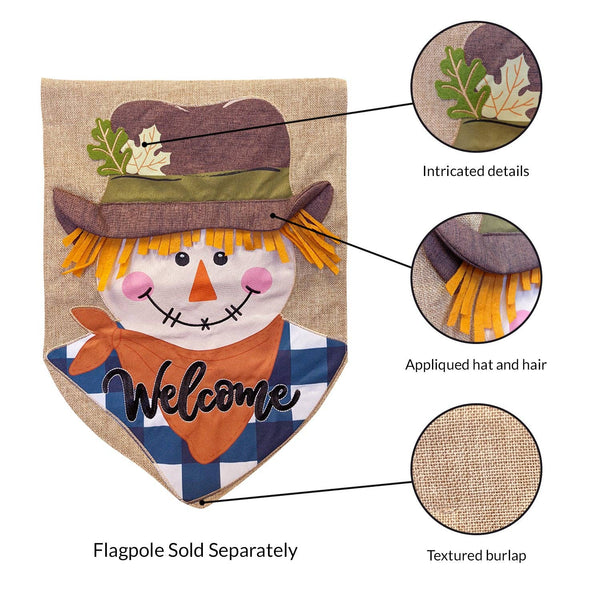 Scarecrow Burlap 2-Sided Garden Flag