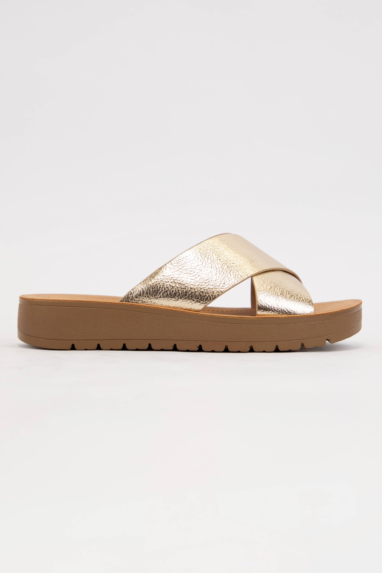 Soda Cross Strap Sandals Brown