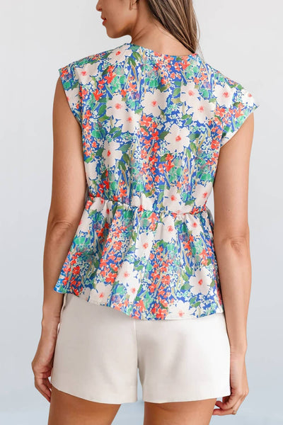 Floral Print Bow Peplum