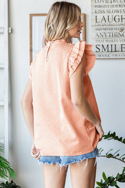 Ruffle Mock Neck Top Peach
