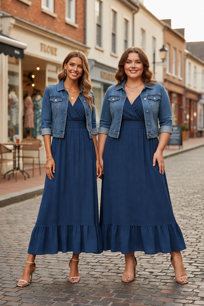 V-Neck Maxi Dress Navy