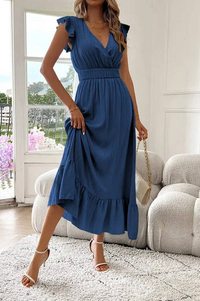 Summer V-Neck Maxi Dress Navy