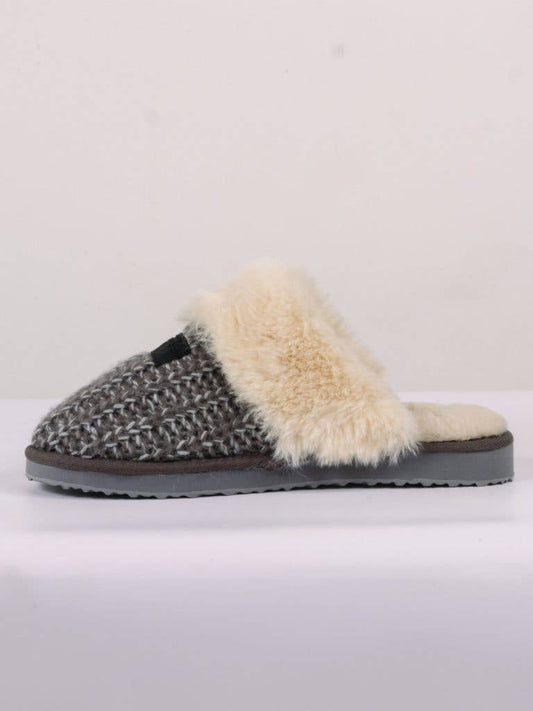 Simply Southern Gray Knit Fur Slipper