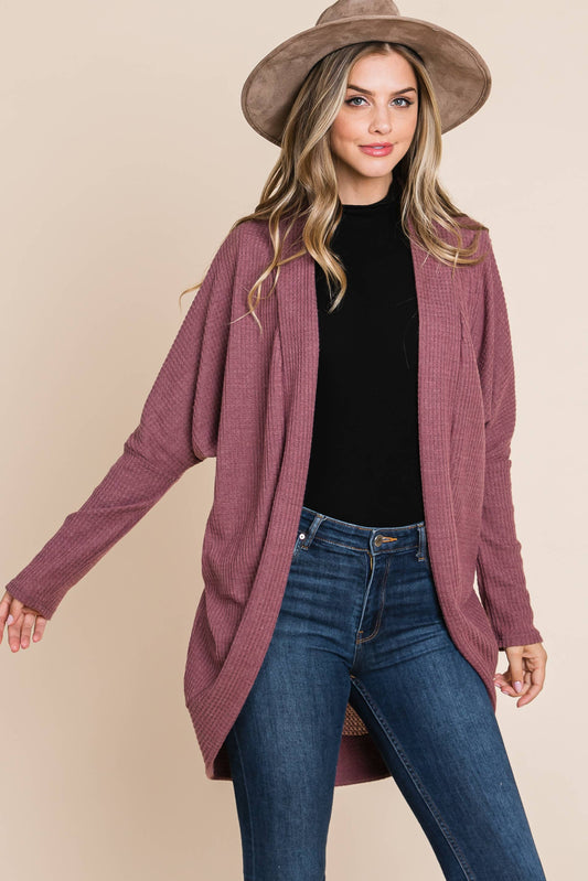 Marsala Waffle Knit Cardigan*