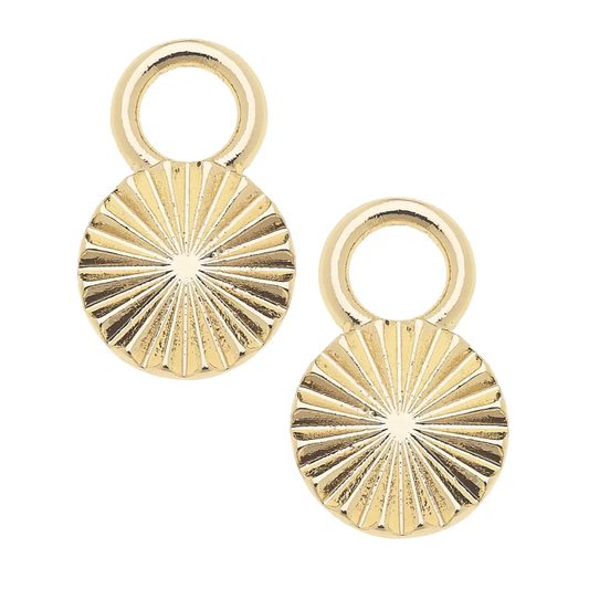 Fluted Disc Huggie Charm in Shiny Gold