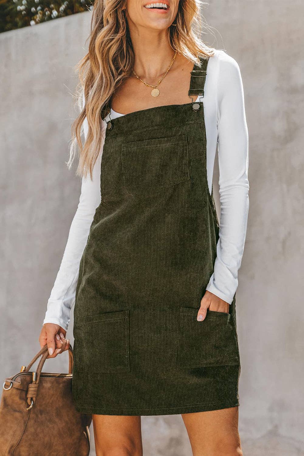 Vineyard Green Corduroy Overall Dress*