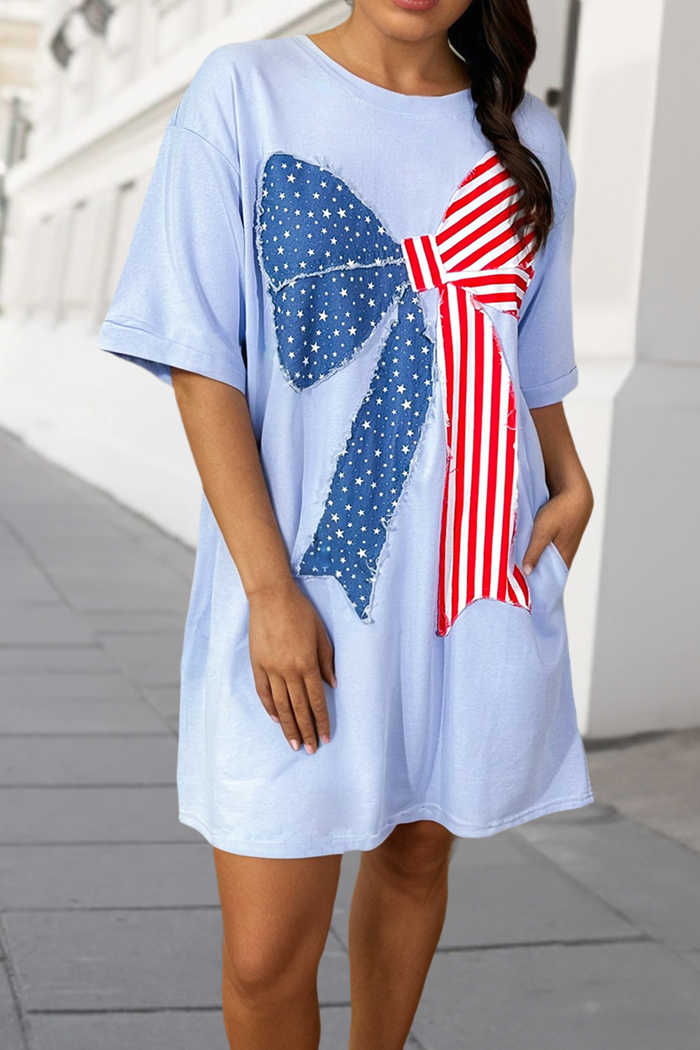 All American Cutie Bow Shirt Mini Dress