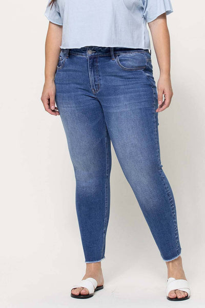 Vervet Mid Rise Raw Hem Crop Skinny Jeans